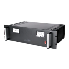 ASTRON Fuente de poder 13.8Vcc, 50A, lineal regulada con circuito cargador de baterías, medidores, para instalación en rack MOD: RM-50MBB