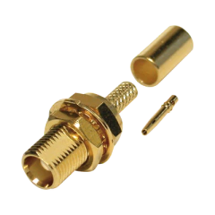 RF INDUSTRIES,LTD Conector MCX Hembra para Panel Trasero D-Plano, de Anillo Plegable para RG-316/U, Grupo B, Oro/ Oro/ Teflón. MOD: RMX-8252-1B