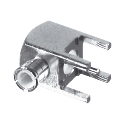 RF INDUSTRIES,LTD Conector MCX Macho en Ángulo Recto para Montaje en PCB con Terminal y 4 Patas, Oro/ Oro/ Teflón. MOD: RMX-8400-1