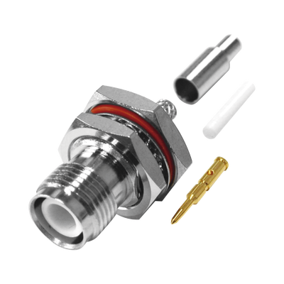 RF INDUSTRIES,LTD Conector TNC Hembra Inverso de Montaje Trasero en Panel, D-Plano, Hermético de Anillo Plegable para RG-316/U, Níquel/ Oro/ Teflón. MOD: RP-1212-B1