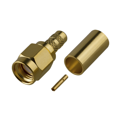 RF INDUSTRIES,LTD Conector SMA Macho Inverso de Anillo Plegable para cables 8240, RG-58/U, Oro/ Oro/ Teflón. MOD: RP-3000-1C