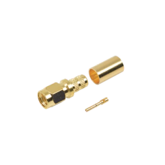 RF INDUSTRIES,LTD Conector SMA Macho Inverso de Anillo Plegable para Cables 9258, RG-8/X, LMR-240, Oro/Oro/Teflón. MOD: RP-3000-1X