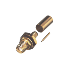 RF INDUSTRIES,LTD Conector SMA Hembra Inverso de Chasis en D Plano, Anillo Plegable para Cable RG-142/U, Oro/ Oro/ Teflón. MOD: RP-3252-1C1