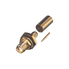 RF INDUSTRIES,LTD Conector SMA Hembra Inverso de Chasis en D Plano, Anillo Plegable para Cable RG-142/U, Oro/ Oro/ Teflón. MOD: RP-3252-1C1
