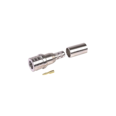 RF INDUSTRIES,LTD Conector QMA (Quick Mate) Macho, Anillo Plegable para RG-8/X, LMR-240, Bronce Blanco/Oro/Teflón. MOD: RQA-5000-X