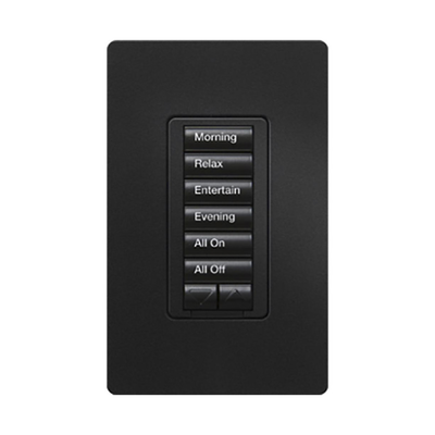 LUTRON ELECTRONICS Teclado hibrido seetouch, 6 botones, 2 botones subir/bajar, intensidad 120V/450W, color blanco. MOD: RRDH6BRLBL