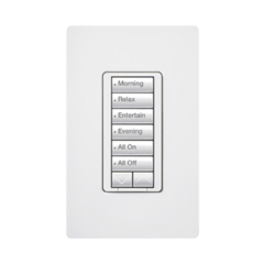 LUTRON ELECTRONICS Teclado hibrido seetouch, 6 botones, 2 botones subir/bajar, intensidad 120V/450W, color blanco. MOD: RRD-H6BRL-WH
