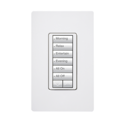 LUTRON ELECTRONICS Teclado seetouch 6 botones, 2 botones subir/bajar, programe escenas diferentes en cada botón. MOD: RRDW6BRLWH