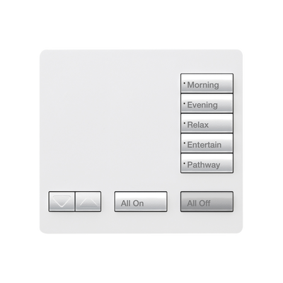 LUTRON ELECTRONICS Teclado seetouch, sobre mesa 5 botones, Botonera Retroiluminada / programe escenas diferentes en cada botón. MOD: RRT5RLSW