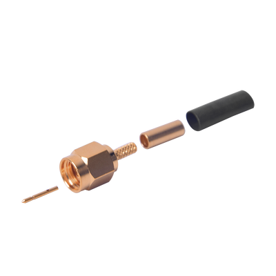 RF INDUSTRIES,LTD Conector SMA Macho de Anillo Plegable para Cables RG-174/U, 8216, Oro/ Oro/ Teflón. MOD: RSA-3000-1B