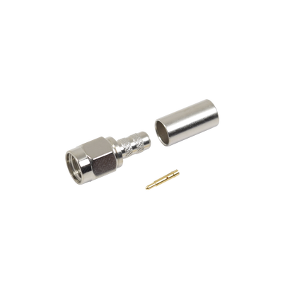 RF INDUSTRIES,LTD Conector SMA Macho de anillo plegable para cable RG-58/U, Niquel / Oro / Teflón. MOD: RSA-3000-C