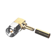 RF INDUSTRIES,LTD Conector SMA Macho en Ángulo Recto Para RG-174/U, Grupo B, Tuerca de Acoplamiento de Acero Inoxidable Oro/ Oro/ Teflón. MOD: RSA-3010-1B-04