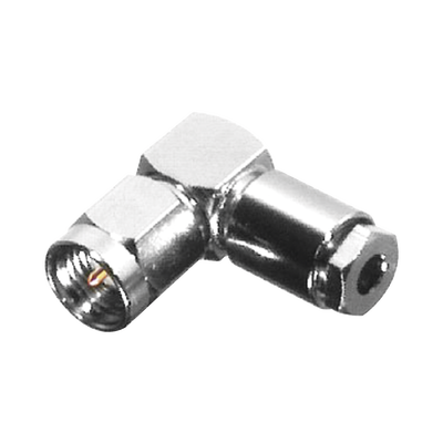 RF INDUSTRIES,LTD Conector SMA Macho en Ángulo Recto, de Rosca para RG-174/U, Grupo B, Níquel/ Oro/ Teflón.​ MOD: RSA-3110-B