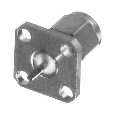 RF INDUSTRIES,LTD Conector SMA Macho de Montaje en Panel de 4 Perforaciones y Terminal Soldable, Níquel/ Oro/ Teflón.​ MOD: RSA-3231