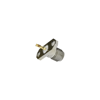RF INDUSTRIES,LTD Conector SMA Hembra de Montaje en Panel para 2 Perforaciones y PIN Soldable, Requiere Capucha, Níquel/ Oro/ Teflón. MOD: RSA-3261