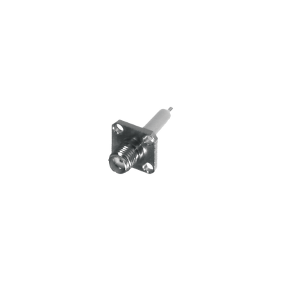 RF INDUSTRIES,LTD Conector SMA Hembra, Montaje de Panel Cuadrado, 4 Perforaciones, Soldable con Dieléctrico Extendido, Níquel/ Oro/ Teflón. MOD: RSA-3279