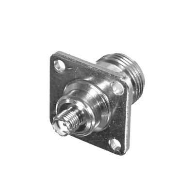 RF INDUSTRIES,LTD Adaptador en Línea para Panel de SMA Hembra a N Hembra, Montaje Trasero para 18 mm entre Centros, Níquel/ Oro/ Teflón. MOD: RSA-3290-10