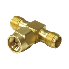 RF INDUSTRIES,LTD Adaptador en T, de Conector SMA Macho a Doble SMA Hembras, Oro/ Oro/ Teflón. MOD: RSA-3400-1