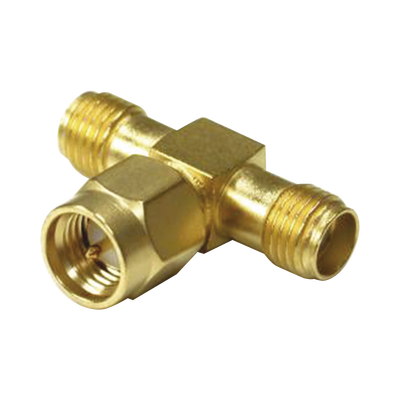 RF INDUSTRIES,LTD Adaptador en T, de Conector SMA Macho a Doble SMA Hembras, Oro/ Oro/ Teflón. MOD: RSA-3400-1
