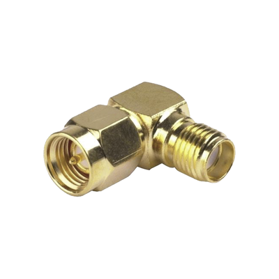 RF INDUSTRIES,LTD Adaptador en Ángulo Recto, de Conector SMA Macho a SMA Hembra, Oro/ Oro/ Teflón. MOD: RSA-3402-1