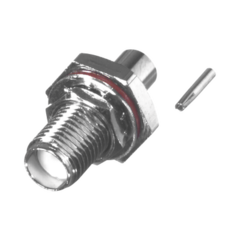RF INDUSTRIES,LTD Conector SMA Hembra, Hermético, para Montaje de Panel Trasero, en Cable Semi-Rígido de 0.047" de Diámetro, Grupo SR0, Oro/ Oro/ Teflón. MOD: RSA-3560-1-047