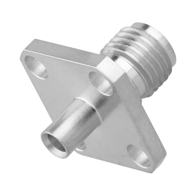 RF INDUSTRIES,LTD Conector SMA Hembra, 4 Hoyos en Panel de 13 mm, Soldable en Cable Semi-Rígido de 0.047" Diámetro, Grupo SR0, SS-Oro/ Oro/ Teflón. MOD: RSA-3570-SS-047