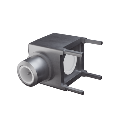 RF INDUSTRIES,LTD Conector SMB Hembra (PIN Macho) en Ángulo Recto de Montaje para PCB, 75 Ohm, Oro/ Oro/ Teflón. MOD: RSB-355-1