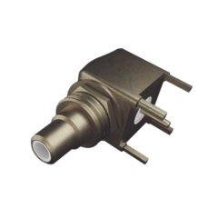 RF INDUSTRIES,LTD Conector SMB Hembra (PIN Macho) en Ángulo Recto para Montaje en PCB, 4 Patas, Oro/ Oro/ Teflón.​ MOD: RSB-4300-1