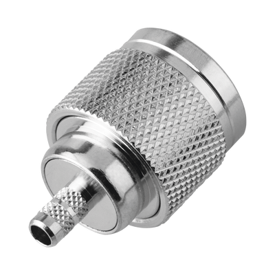 RF INDUSTRIES,LTD Conector N Macho de Rosca Izquierda, Anillo Plegable para Cable RG-58/U, Grupo C, Níquel/ Oro/ Teflón. MOD: RT-1005-C