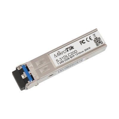 MIKROTIK Transceptor MiniGbic SFP 1.25G LC Duplex para fibra Mono Modo 20 KM MOD: S-31DLC20D