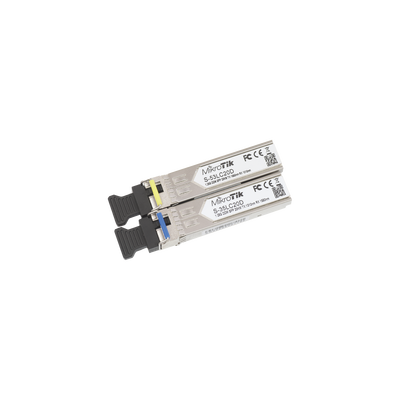 MIKROTIK Transceptores MiniGbic SFP 1.25G LC WDM para fibra Mono Modo 20 Kms MOD: S-3553LC20D