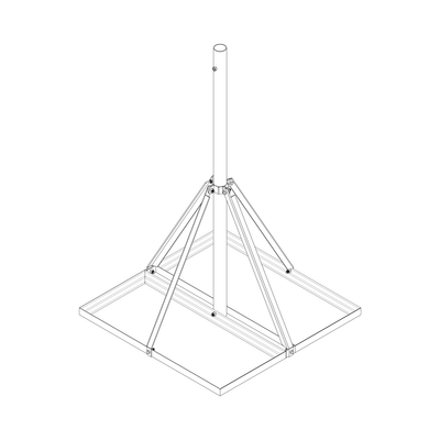 SYSCOM TOWERS Base No Penetrante Base de 0.9 x 0.9 m con Mástil de 1.5 m x 2" diam. Ced.30 para Instalación de Antenas (HOT-DIP). MOD: S-BNP-901
