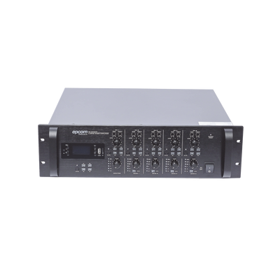 EPCOM PROAUDIO Mezclador Amplificador de Audio - 4 zonas de 240W RMS Hasta 960W | 4 Canales | 5 Entradas | MP3 Tuner USB/SD | 1 Entrada de Micrófono MOD: SF-4240MP