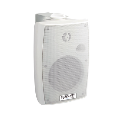 EPCOM PROAUDIO Altavoz de Pared de 2 vías | Woofer 4in + 1.5in | 2.5W - 20W | Para Sistemas 70/100V y 8 ohms | Material ABS | Rejilla y Bracket de Metal | Color Blanco MOD: SF-774HW