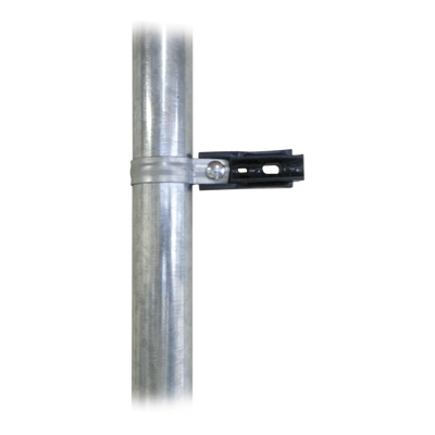 SFIRE Aislador de paso o esquina con abrazadera incluida de 33-38mm para uso en tubería de malla ciclónica. MOD: SFABRAZADERA