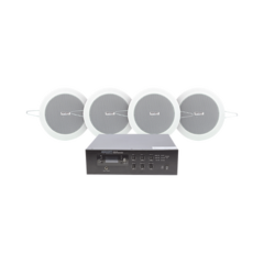 EPCOM PROAUDIO KIT de Amplificador de 120W para Escritorio | 4 Altavoces de Plafón de 4in | 3 - 6W | Sistema 70/100V MOD: SFB120/4CS