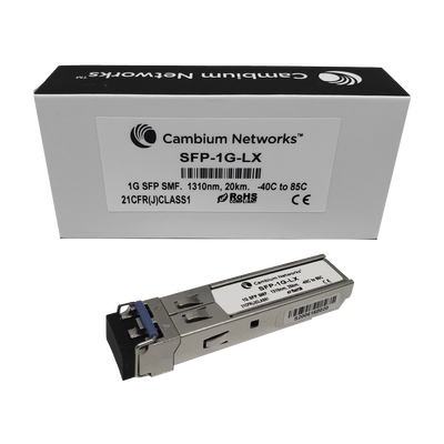 CAMBIUM NETWORKS Transceptor MiniGbic SFP, 1 Gbps, Monomodo, distancia hasta 20 km, conector LC MOD: SFP-1G-LX