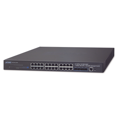 PLANET Switch Administrable Capa 3, 24-Puertos 10/100/1000T + 4-Puertos 10G SFP+, Apilable MOD: SGS-6341-24T4X
