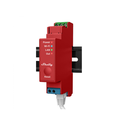 SHELLY Relevador / Interruptor WIFI/ Industrial y residencial inteligente / Hasta 16A / Soporta Google /Alexa / Nube P2P y control Local / 1 canal y puerto ethernet MOD: SHELLYPRO1PM