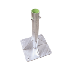 SYSCOM TOWERS Base para Mástil Hasta 2" con Opresores, Base de 30 x 30 cm y Tubo de 50 cm Ced. 30. Galv. Inmersión. MOD: SLM-BA-7G