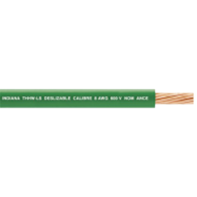 INDIANA Cable 10 awg color verde,Conductor de cobre suave cableado. Aislamiento de PVC, auto-extinguible. (Venta por Metro) MOD: SLY-304-GRN