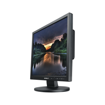 Hanwha Techwin Wisenet Monitor Profesional LED de 19" con Cristal templado ideal para Videovigilancia / Uso 24/7 / Resolución 1280x1024p/ Entradas de video HDMI, VGA y BNC MOD: SMT-1935