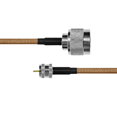 EPCOM INDUSTRIAL Cable Coaxial RG-142/U de 110 cm, 50 Ohm con Conectores N Macho a Mini UHF Macho. MOD: SN-142-MIN-110