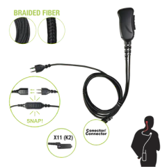 PRYME Micrófono con cable de fibra trenzada serie SNAP compatible con KENWOOD conector Multipin. MOD: SNP-1W-11-BF