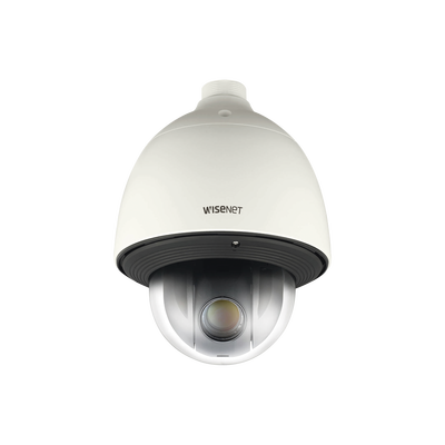 Hanwha Techwin Wisenet Domo IP PTZ, 2MP Full HD, 32X zoom, WDR avanzado, video análisis, acepta memoria SD/SDHC, Exterior IP66/IK10 para exterior MOD: SNP-6321H