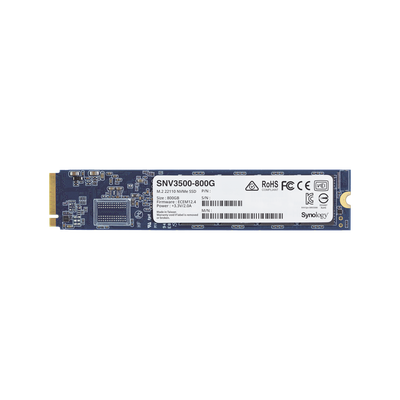 SYNOLOGY SSD 800GB NVMe M.2 22110, diseñada para Synology NAS con ranuras M.2 integradas MOD: SNV3500800G