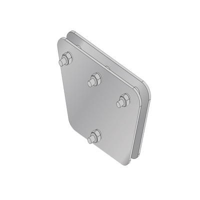 SYSCOM TOWERS Placas igualadoras con tornillería y separadores, para 3 retenidas. Galvanizado electrolítico (20x20x30 cm). MOD: SP-202030