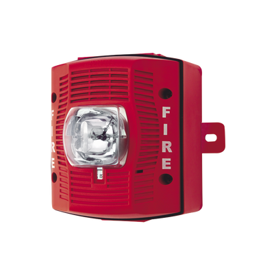 SYSTEM SENSOR Bocina con Lámpara Estroboscópica para Exterior, con Configuración Estroboscópica Seleccionable, Color Rojo MOD: SP-SRK