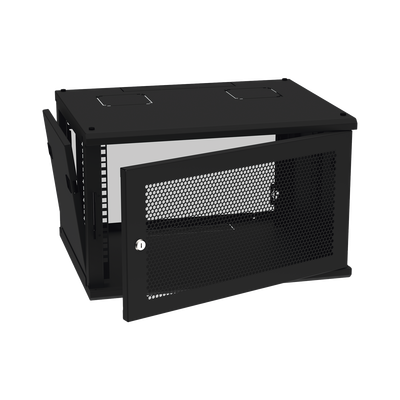 LINKEDPRO BY EPCOM Gabinete de Pared Fijo, Puerta Perforada, Rack 19" de 6 UR (600 x 355 x 523 mm)(An x Al x Prof.) Color Negro MOD: SR-19-06-GFP-SVB