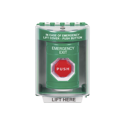 STI Botón de Salida de Emergencia / Cubierta de Policarbonato Súper Resistente de Superficie con Espaciador / Temporizador Ajustable Neumático MOD: SS2-178-EX-EN